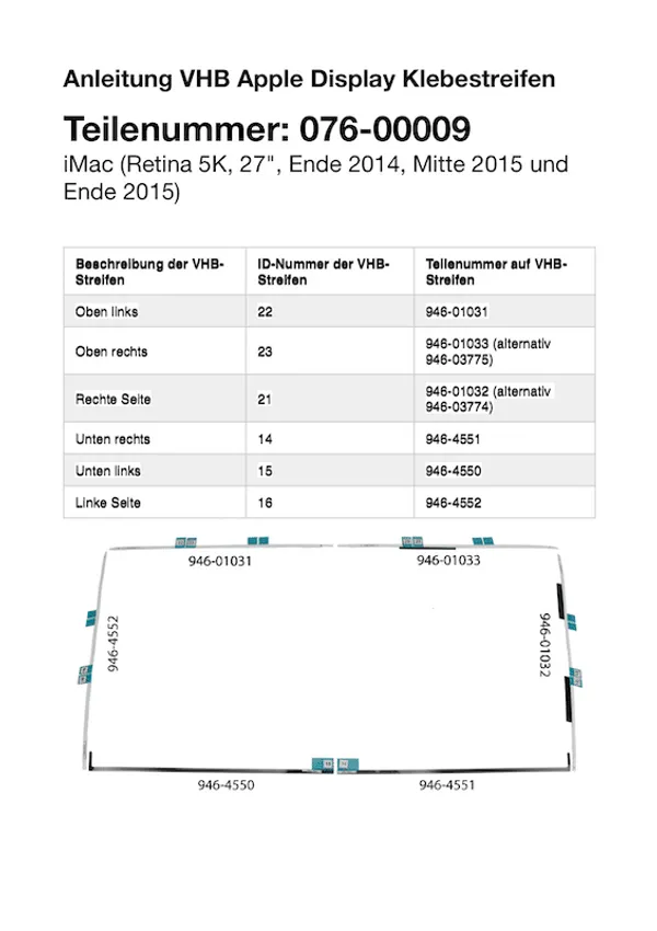 Kit banda adeziv display Original pentru iMac 27 Inch A1419 2
